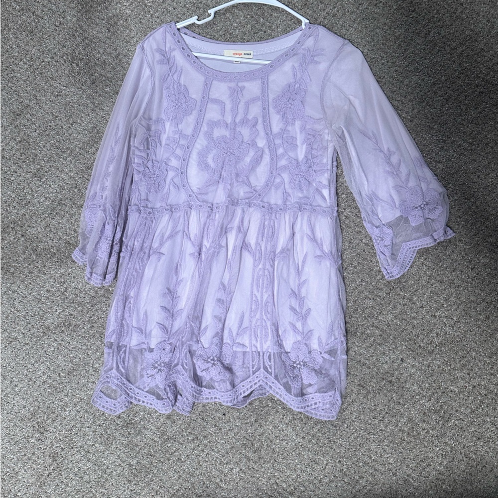 Lavender lace overlay dress shirt